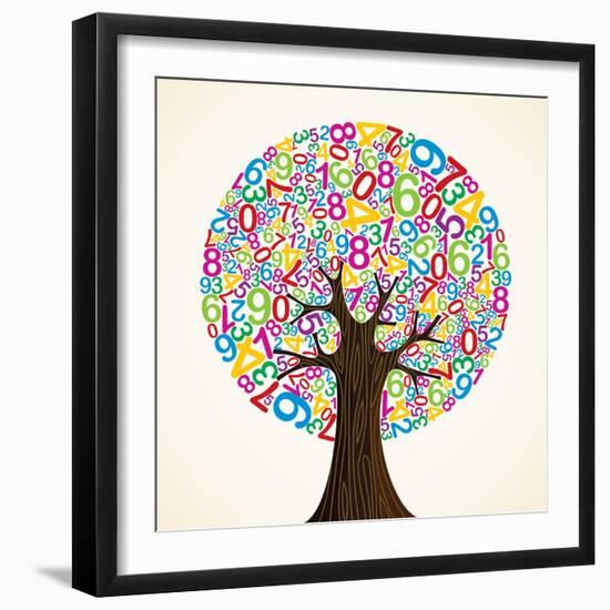 School Education Concept Tree Made with Numbers-Cienpies Design-Framed Premium Giclee Print