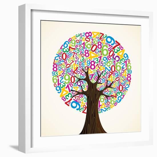 School Education Concept Tree Made with Numbers-Cienpies Design-Framed Premium Giclee Print