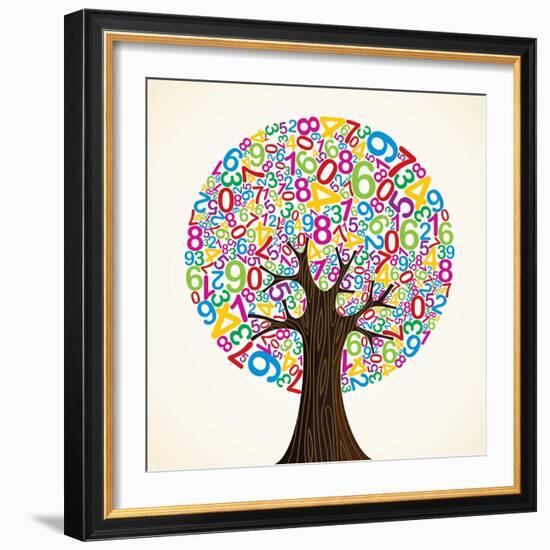 School Education Concept Tree Made with Numbers-Cienpies Design-Framed Premium Giclee Print