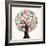 School Education Concept Tree Made with Numbers-Cienpies Design-Framed Art Print