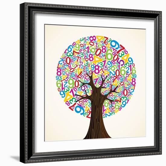 School Education Concept Tree Made with Numbers-Cienpies Design-Framed Art Print