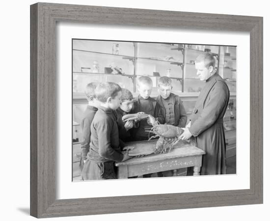 School For Fishing: Monk Shows How to Handle a Lobster, 20th Century-Andrew Pitcairn-knowles-Framed Giclee Print