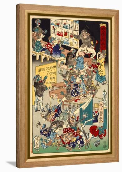 School for Spooks, No. 3 from the Series Drawings for Pleasure by Kyosai-Kyosai Kawanabe-Framed Premier Image Canvas