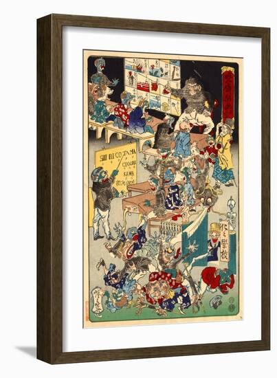 School for Spooks, No. 3 from the Series Drawings for Pleasure by Kyosai-Kyosai Kawanabe-Framed Giclee Print