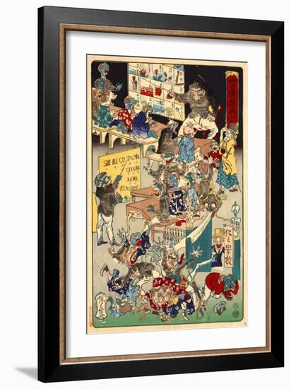 School for Spooks, No. 3 from the Series Drawings for Pleasure by Kyosai-Kyosai Kawanabe-Framed Giclee Print