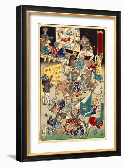 School for Spooks, No. 3 from the Series Drawings for Pleasure by Kyosai-Kyosai Kawanabe-Framed Giclee Print