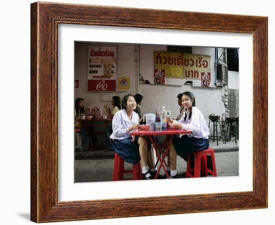 School Girls at Lunch Break, Bangkok, Thailand, Southeast Asia-Angelo Cavalli-Framed Photographic Print