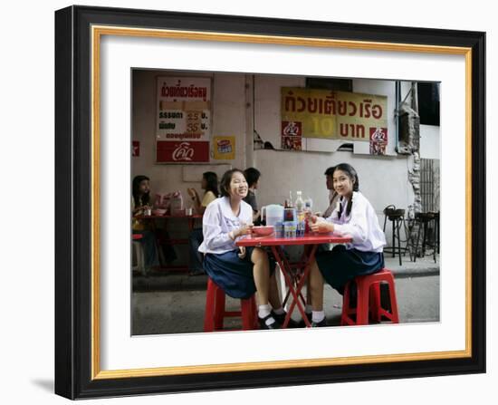 School Girls at Lunch Break, Bangkok, Thailand, Southeast Asia-Angelo Cavalli-Framed Photographic Print