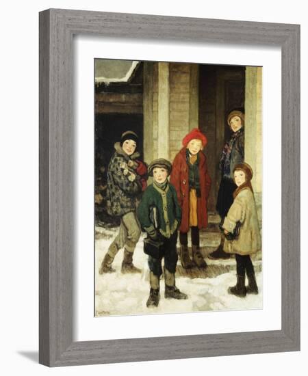 School House Door-Francis Luis Mora-Framed Giclee Print