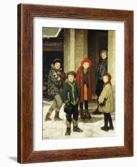 School House Door-Francis Luis Mora-Framed Giclee Print