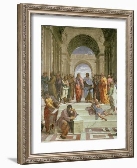 School of Athens, Detail of the Centre Showing Plato and Aristotle with Students-Raphael-Framed Giclee Print