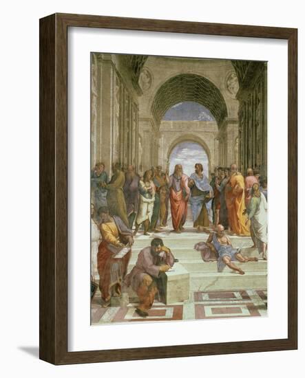 School of Athens, Detail of the Centre Showing Plato and Aristotle with Students-Raphael-Framed Giclee Print