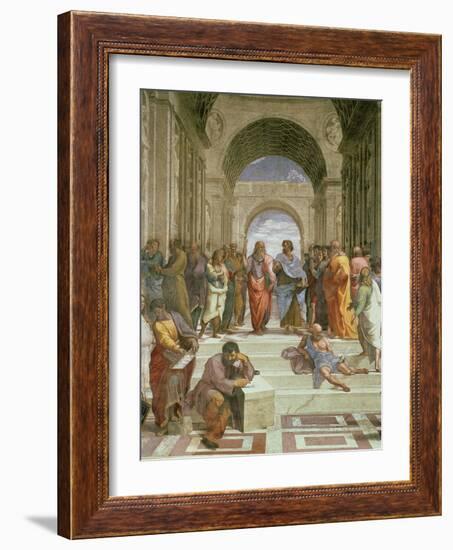 School of Athens, Detail of the Centre Showing Plato and Aristotle with Students-Raphael-Framed Giclee Print