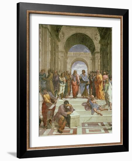 School of Athens, Detail of the Centre Showing Plato and Aristotle with Students-Raphael-Framed Giclee Print