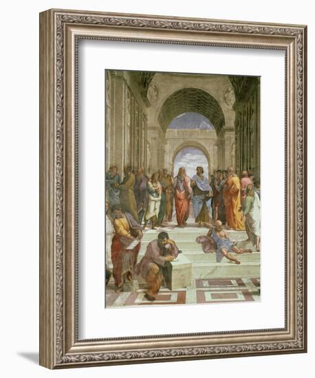 School of Athens, Detail of the Centre Showing Plato and Aristotle with Students-Raphael-Framed Premium Giclee Print