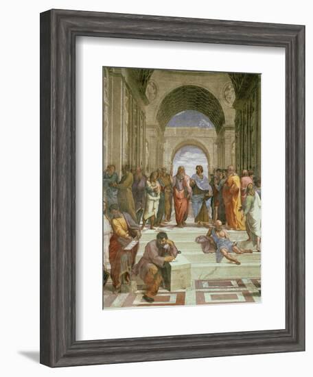 School of Athens, Detail of the Centre Showing Plato and Aristotle with Students-Raphael-Framed Premium Giclee Print