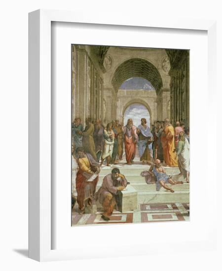 School of Athens, Detail of the Centre Showing Plato and Aristotle with Students-Raphael-Framed Premium Giclee Print