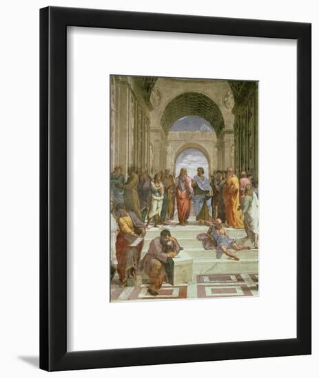 School of Athens, Detail of the Centre Showing Plato and Aristotle with Students-Raphael-Framed Premium Giclee Print