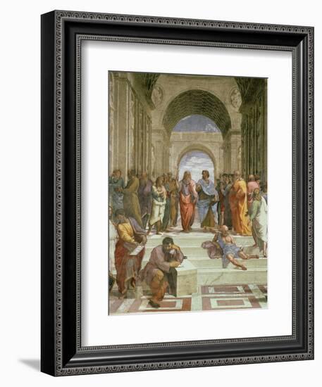 School of Athens, Detail of the Centre Showing Plato and Aristotle with Students-Raphael-Framed Premium Giclee Print