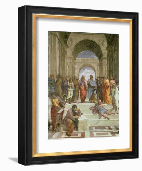 School of Athens, Detail of the Centre Showing Plato and Aristotle with Students-Raphael-Framed Premium Giclee Print