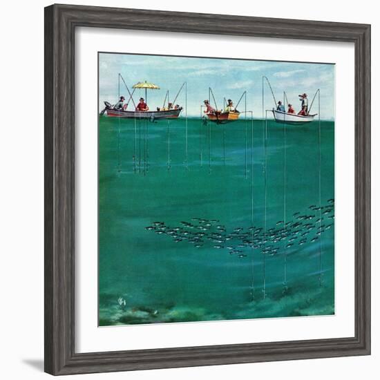 "School of Fish Among Lines", August 7, 1954-Thornton Utz-Framed Giclee Print