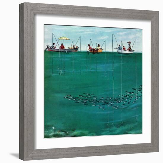 "School of Fish Among Lines", August 7, 1954-Thornton Utz-Framed Giclee Print