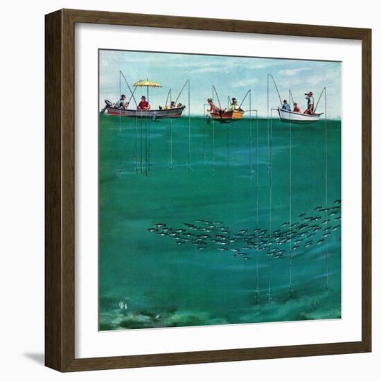 "School of Fish Among Lines", August 7, 1954-Thornton Utz-Framed Giclee Print