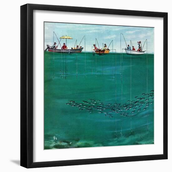 "School of Fish Among Lines", August 7, 1954-Thornton Utz-Framed Giclee Print