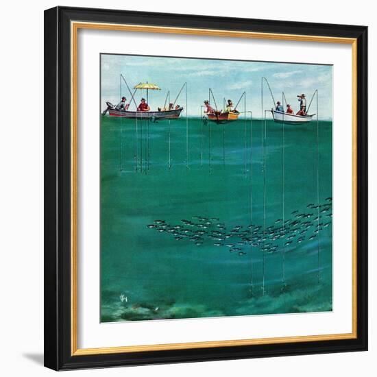 "School of Fish Among Lines", August 7, 1954-Thornton Utz-Framed Giclee Print