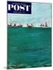 "School of Fish Among Lines" Saturday Evening Post Cover, August 7, 1954-Thornton Utz-Mounted Giclee Print
