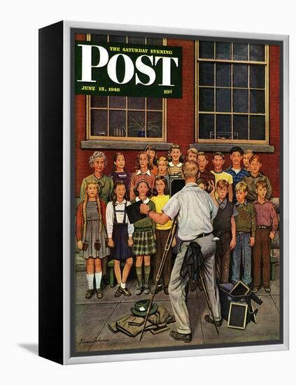 "School Pictures," Saturday Evening Post Cover, June 15, 1946-Stevan Dohanos-Framed Premier Image Canvas