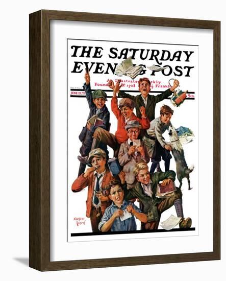 "School's Out," Saturday Evening Post Cover, June 25, 1927-Eugene Iverd-Framed Giclee Print