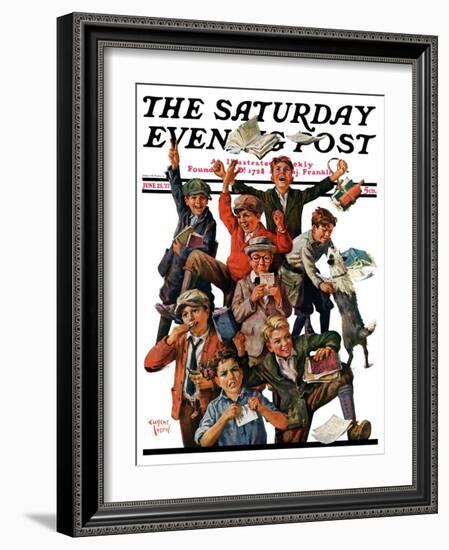 "School's Out," Saturday Evening Post Cover, June 25, 1927-Eugene Iverd-Framed Giclee Print