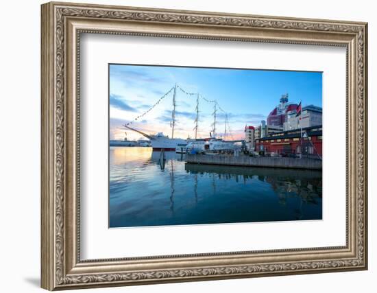 School Ship in Harbour at Dusk, Gothenburg, Sweden, Scandinavia, Europe-Frank Fell-Framed Photographic Print