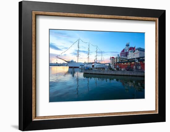 School Ship in Harbour at Dusk, Gothenburg, Sweden, Scandinavia, Europe-Frank Fell-Framed Photographic Print