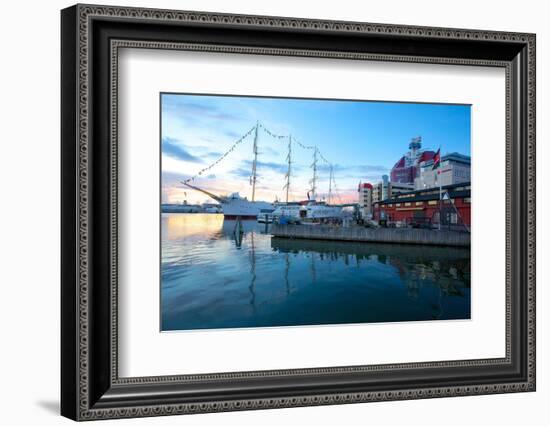 School Ship in Harbour at Dusk, Gothenburg, Sweden, Scandinavia, Europe-Frank Fell-Framed Photographic Print