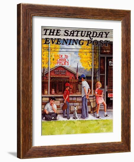 "School Supplies," Saturday Evening Post Cover, September 1, 1973-R. Howe-Framed Giclee Print