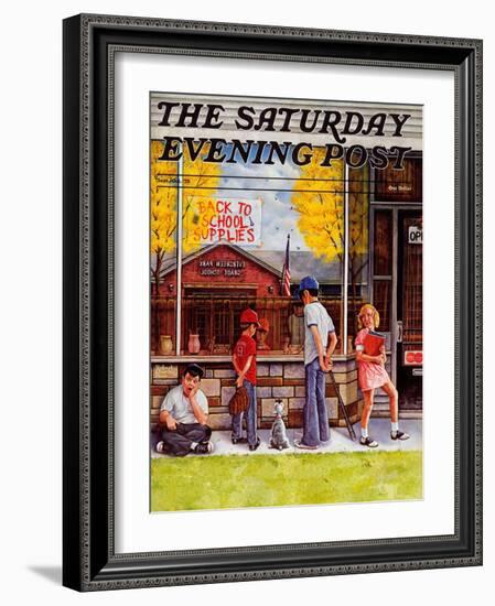 "School Supplies," Saturday Evening Post Cover, September 1, 1973-R. Howe-Framed Giclee Print