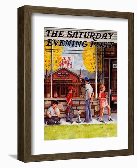 "School Supplies," Saturday Evening Post Cover, September 1, 1973-R. Howe-Framed Giclee Print