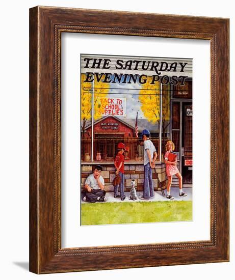 "School Supplies," Saturday Evening Post Cover, September 1, 1973-R. Howe-Framed Giclee Print