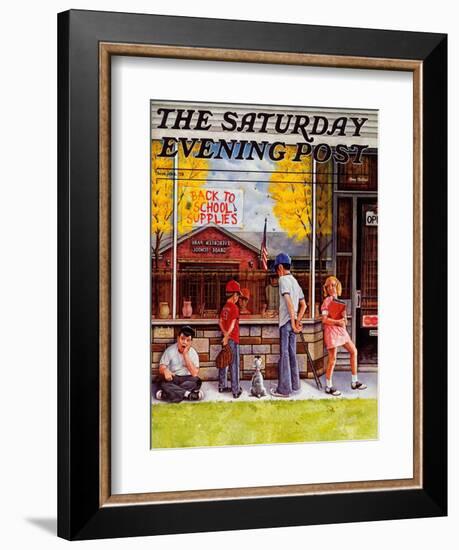 "School Supplies," Saturday Evening Post Cover, September 1, 1973-R. Howe-Framed Giclee Print