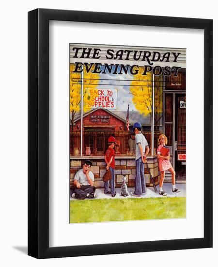 "School Supplies," Saturday Evening Post Cover, September 1, 1973-R. Howe-Framed Giclee Print