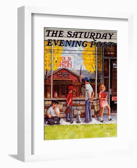 "School Supplies," Saturday Evening Post Cover, September 1, 1973-R. Howe-Framed Giclee Print