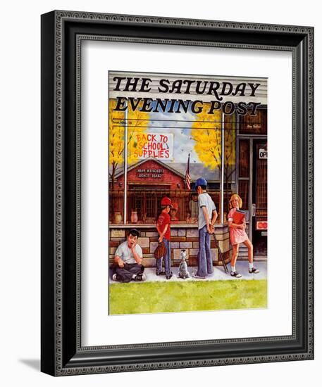 "School Supplies," Saturday Evening Post Cover, September 1, 1973-R. Howe-Framed Giclee Print