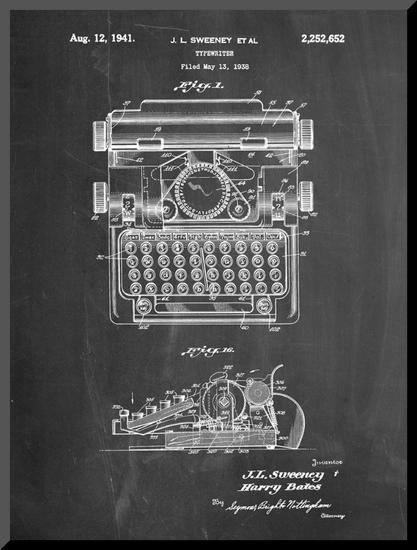School Typewriter Patent-Cole Borders-Mounted Print