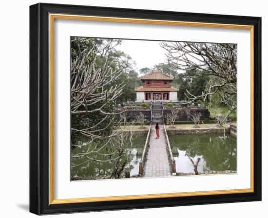 Schoolgirl Walking Through Temple Garden, Vietnam, Indochina, Southeast Asia, Asia-Purcell-Holmes-Framed Photographic Print