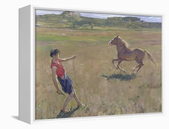 Schooling the Pony, 1929-Sir John Lavery-Framed Premier Image Canvas