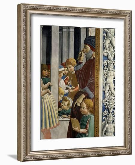 Schoolmaster and Pupils, from Saint Augustine Being Taken to School-Benozzo Gozzoli-Framed Giclee Print