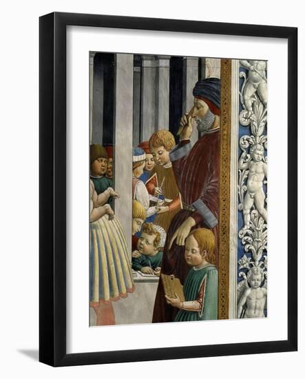 Schoolmaster and Pupils, from Saint Augustine Being Taken to School-Benozzo Gozzoli-Framed Giclee Print