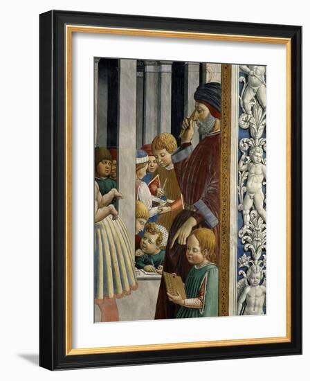 Schoolmaster and Pupils, from Saint Augustine Being Taken to School-Benozzo Gozzoli-Framed Giclee Print